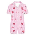 thumbnail image 3 of Summer Flower Pajamas Sets for Women Short Sleeve Top and Shorts Pj Set Buttoned Drawstring Waist Lounge Set, 3 of 5
