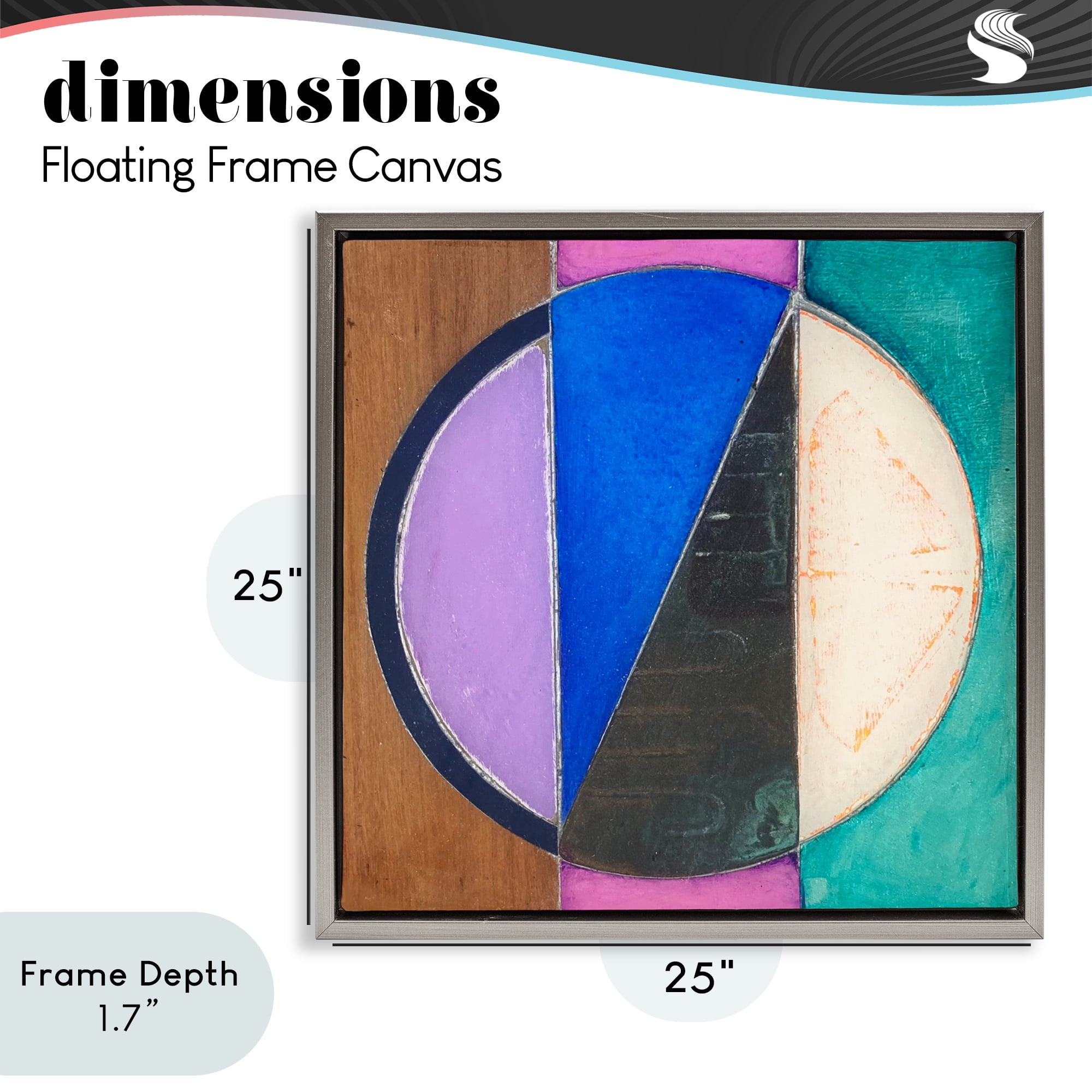 Stupell Industries Split Symmetry Circle Gray Framed Floater Canvas Wall Art, design by Matthew Finger