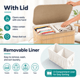 thumbnail image 3 of MEHOOM Laundry Hamper, 100L Foldable Laundry Basket with Lid and Handles (Natural Bamboo), 3 of 13