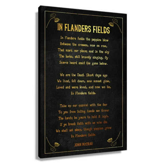 In Flanders Fields Poem Wall Decor John Mccrae Quote Wall Art Poetry Poster Pictures for Bedroom Canvas Decorations Artwork Prints Hallway Pics Unframed 24×36 in
