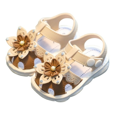 

Penkiiy Summer Girls Sandals Anti-skid Soft Soles Small Medium And Large Children s Butterfly Decorative Princess Shoes Toddler Sandals Wonder 0-3 Months Beige On Clearance