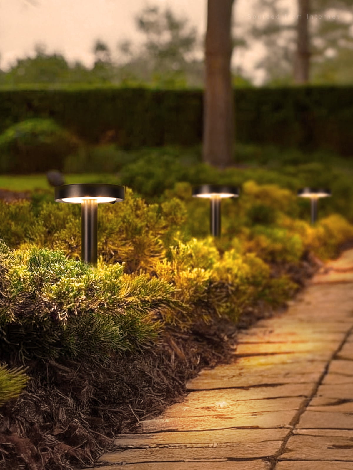 12 Pack 2CCT Solar Path Lights, Dimmable, Auto Dusk to Dawn Landscape Pathway Lights, Circle