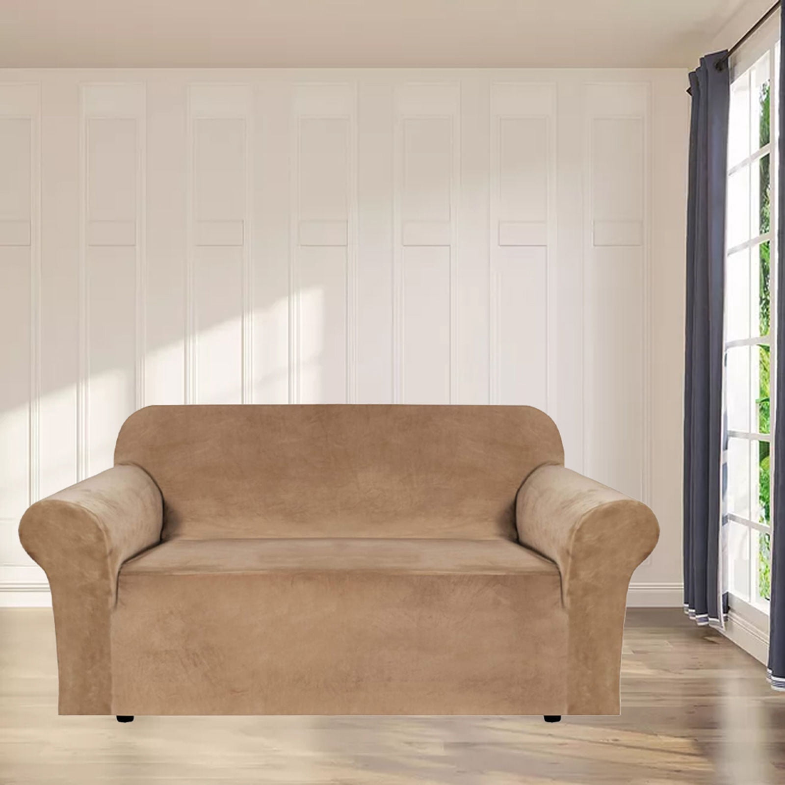 Stretch Velvet Sofa Slipcover,Non Slip Sofa Cover Washable Couch Cover