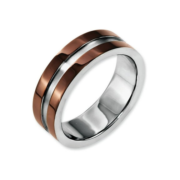 Chisel Stainless Steel 8mm Brown Ip-plated Polished W/brushed Center Wedding Band Size 11  Men