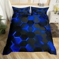thumbnail image 2 of Erosebridal Neon Honeycomb Comforter Cover Twin, Blue Geometric Bedding Sets Twin Size, Abstract Stripe Reversible Bedding Sets Twin Size, Breathable Room Decorative, 2pcs（No Comforter）, 2 of 7