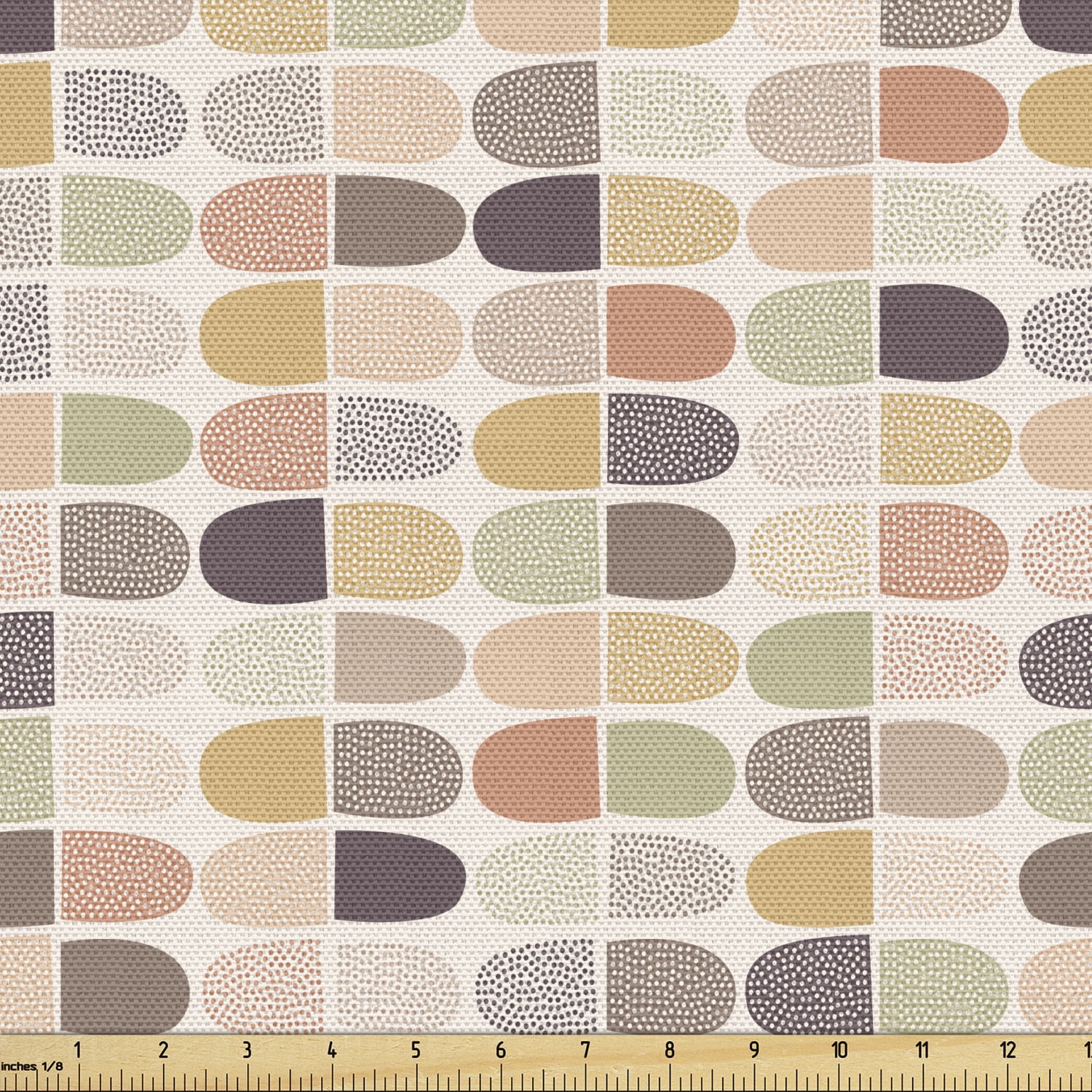 Muted Colors Upholstery Fabric by the Yard Dotted Rounded Vertically