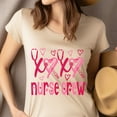 thumbnail image 4 of Nurse Crew T-Shirt with Pink Heart Stethoscope Design, Dark Heather, Size 3XL, 4 of 6