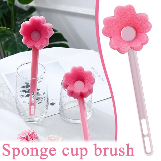 pstuiky 1 cepillo de esponja para vasos, cepillo de limpieza doméstico, cepillo pequeño para vasos de agua