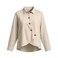 thumbnail image 7 of QIYAGBSA Button Down Shirts for Women Asymmetrical Button Placket Long Sleeve Collared Cotton Linen Relaxed Fit Casual Tops (Beige, XL), 7 of 7