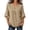 Khaki, variant on Bibifish Womens Blouse Henley Neck 3/4 Sleeve Loose Fit Linen Blend Tops With Button And Flounce Sleeve Casual Boho Shirts