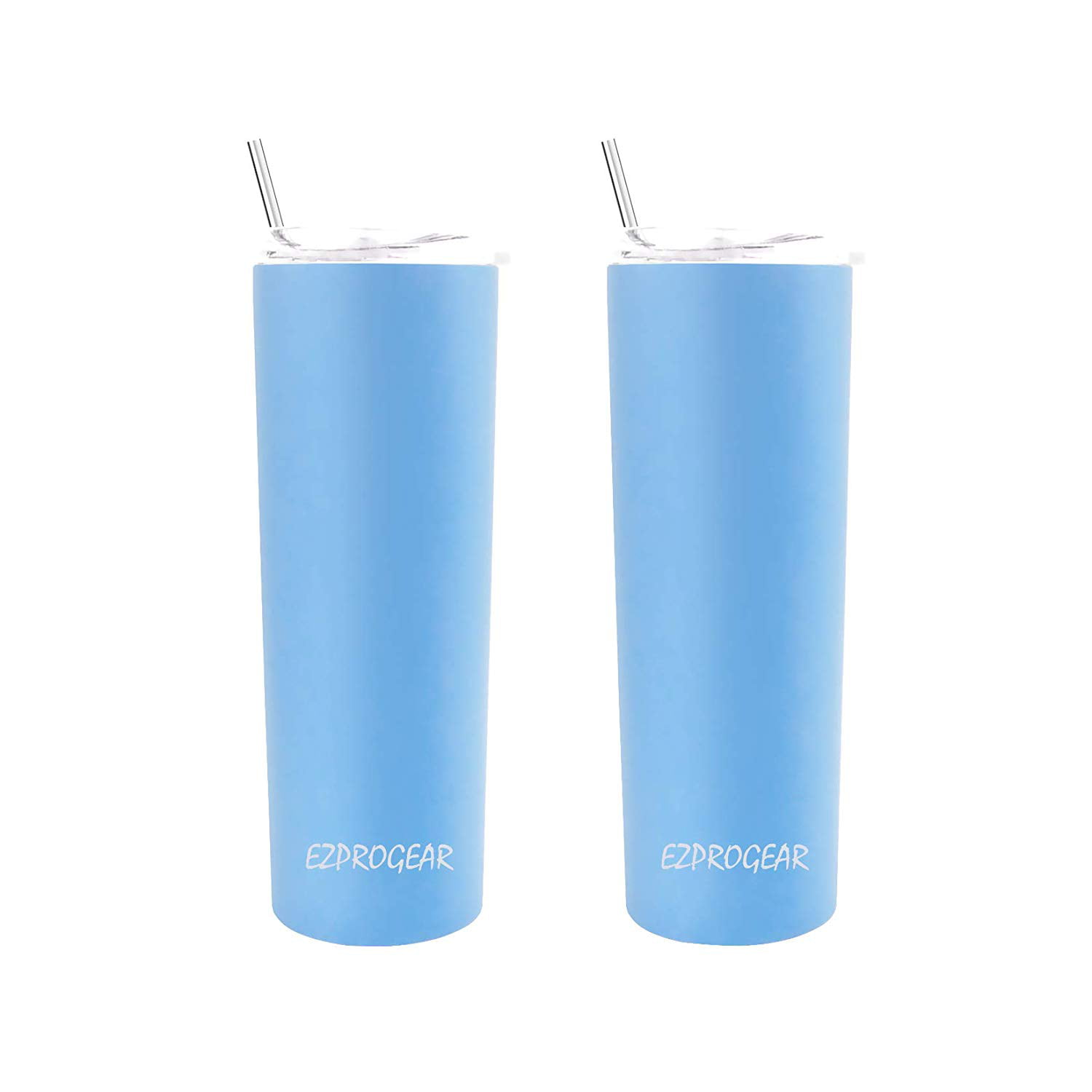 20 oz, Cornflower Ezprogear 20 oz 1 Pack Blue Cornflower Stainless Steel Slim Skinny Tumbler Vacuum Insulated with Straw