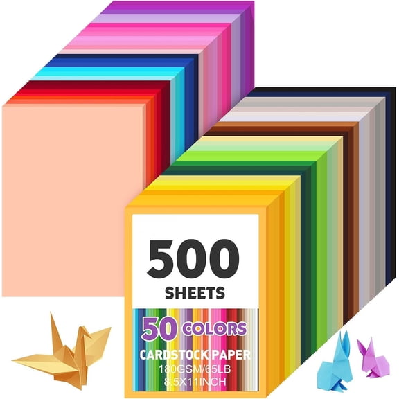 500 Sheets 8.5" X 11" Colored Cardstock, 50 Assorted Colors Construction Paper Card Stock Printer Paper for Printing, Card Making, DIY Crafts,School Supplies,Party Decorations