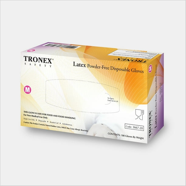 Tronex Latex Disposable Gloves Food Safe Powder Free Fully Textured White Large Box Of 100 Walmart Com Walmart Com