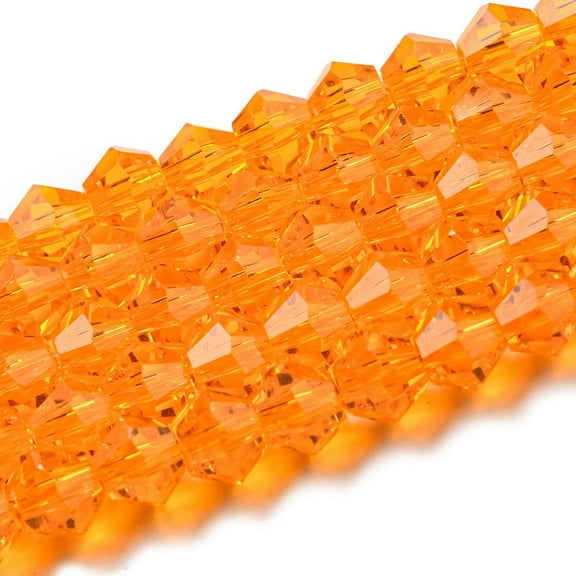 Transparent Glass Beads Strands Faceted Bicone Orange 4x4mm Hole: 0.8mm about 82~85pcs/strand 30.5~31cm