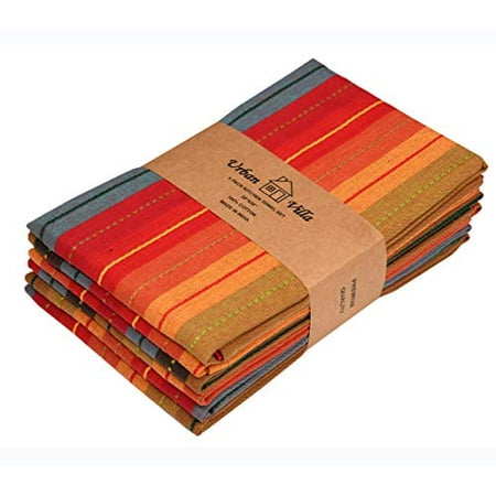 

Urban Villa Kitchen Towels Cuisine stripes 100%Cotton Kitchen Towels Mitered Corners Ultra Soft Size 20X30 Inches Kitchen Towels Red Multi Color Highly Absorbent Kitchen Towels Set of 6 Kitchen Towels