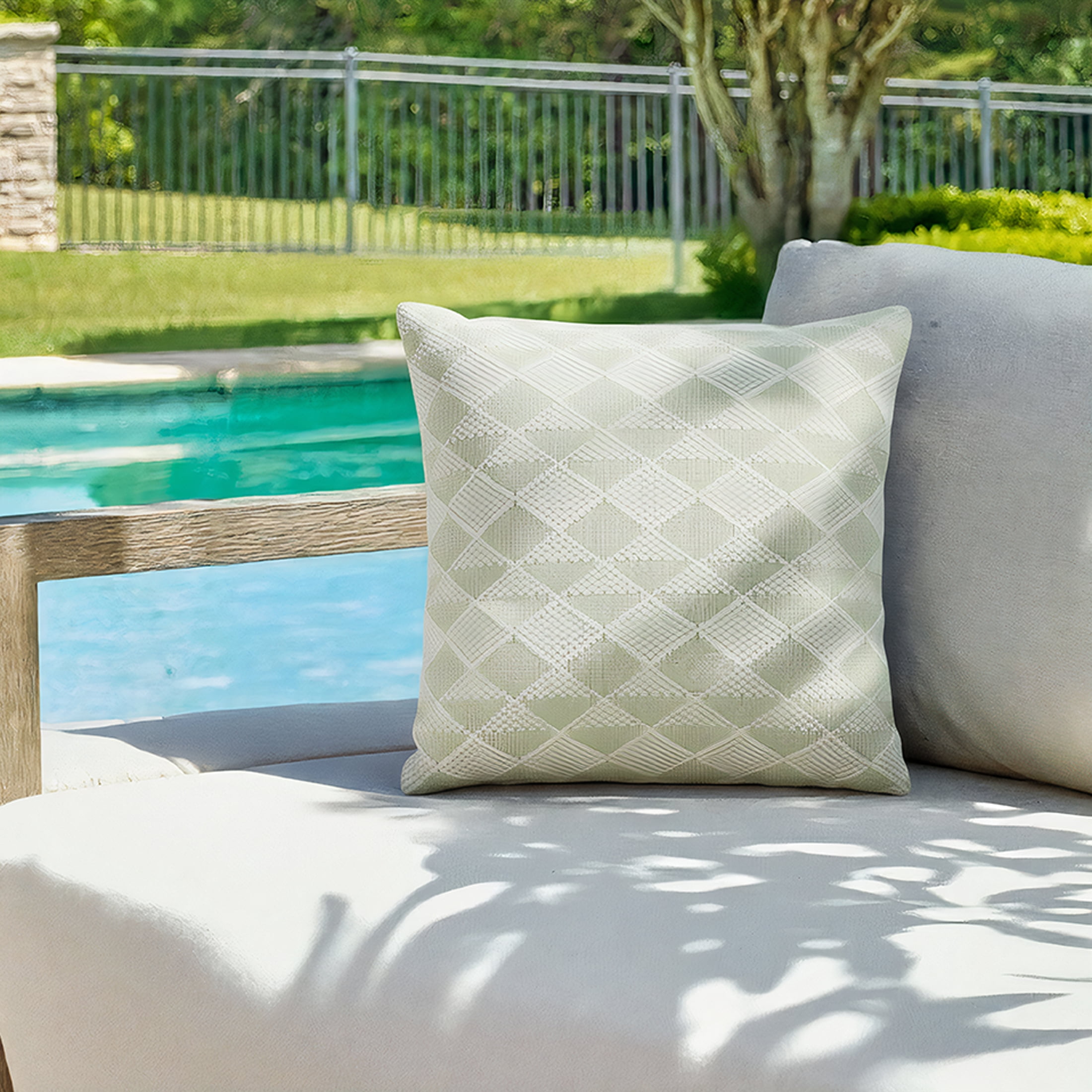 Better Homes & Gardens 18 in x 18 in Diamond Geometric Outdoor Pillow