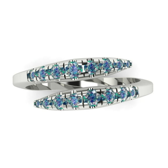 0.235 ctw Wedding Band for Women - 18K White Gold Blue Moissanite Stackable Eternity Ring
