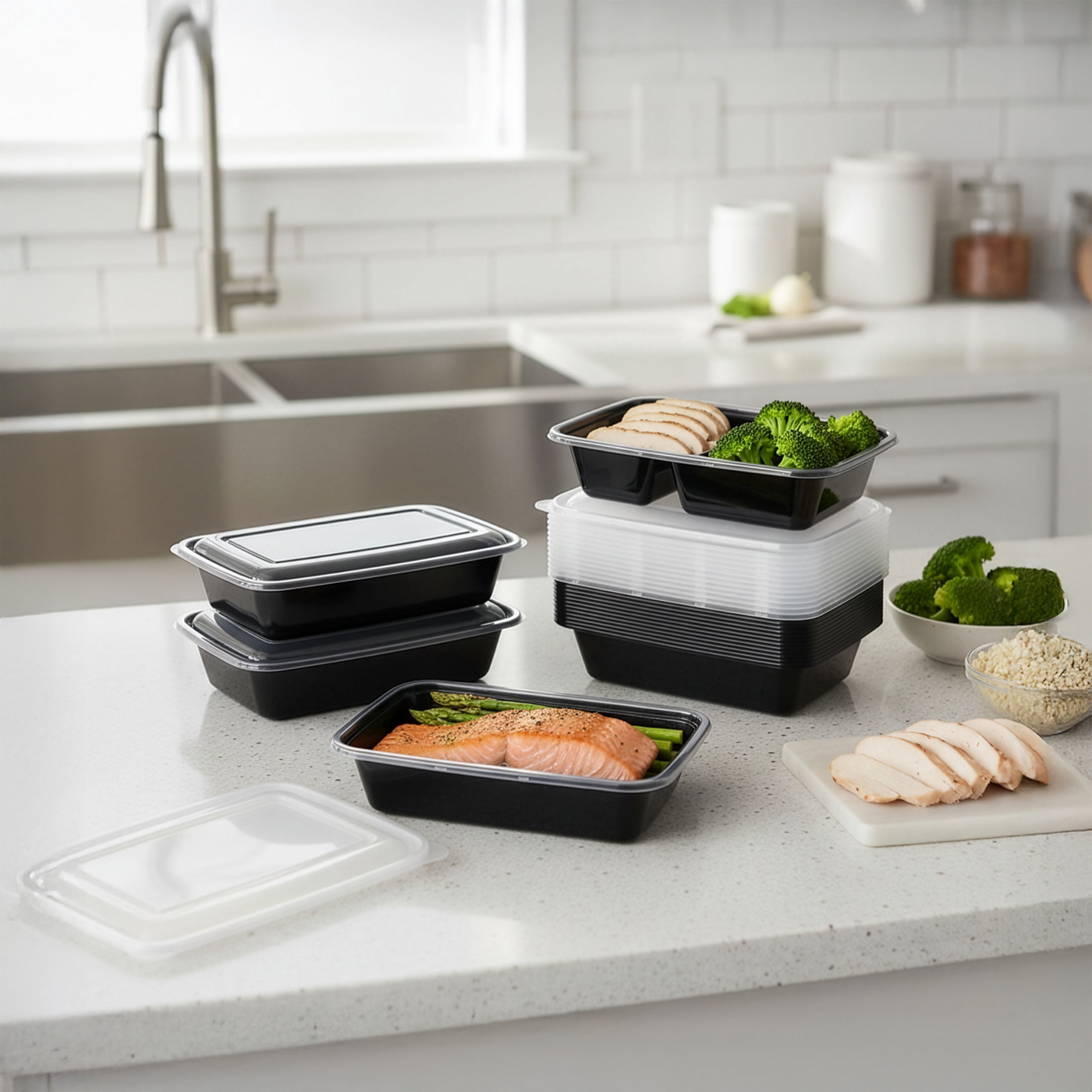 Mainstays 60-Piece Meal Prep Container Set with BPA-Free Plastic in Two Sizes