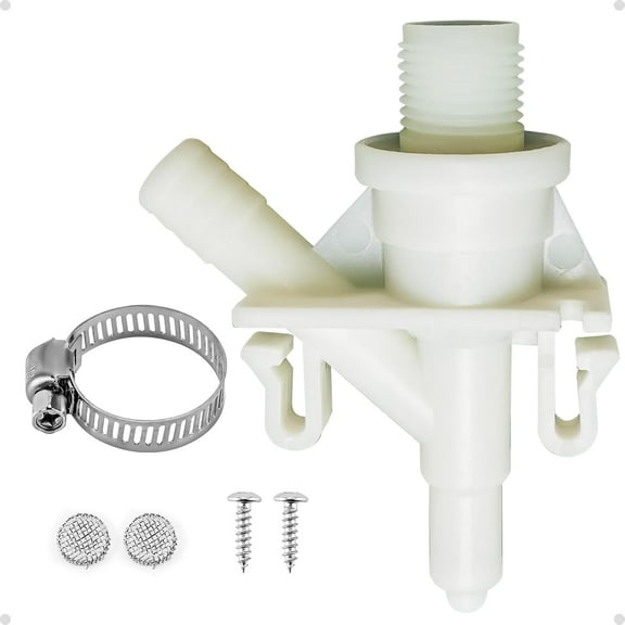 385311641 RV Toilet Water Valve Kit Replacement for Pedal flush Toilets Compatible with Dometic 300 310 320 Series | Includes Hose Clamp and Fasteners | Increased Freeze Resistance
