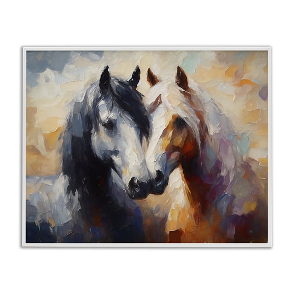 Stupell Industries Contemporary Hugging Horses White Framed Giclee Art, 20 x 16, by Ramona Murdock