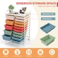 thumbnail image 2 of 15 Drawer Rolling Storage Cart, Drawer Organizer with Wheels, Scrapbook Paper Office School Organizer,Deep Multicolor, 2 of 7