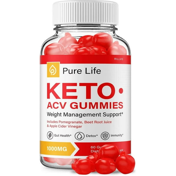 Pure Life Keto ACV Gummies - Advanced Formula Pure Life Keto Apple Cider Vinegar Gummies 1000mg 60 Gummies
