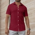 thumbnail image 5 of Men's Casual Shirts Wrinkle-Free Untucked Short Sleeve Button Down Shirts Textured Vacation Summer Beach Wedding Tops, 5 of 7