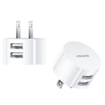 thumbnail image 1 of Dual USB Round Travel Charger Mobile Phone Charging Head USB Power Adapter With Plug For Laptops Pad Phone And More White [US standard], 1 of 5