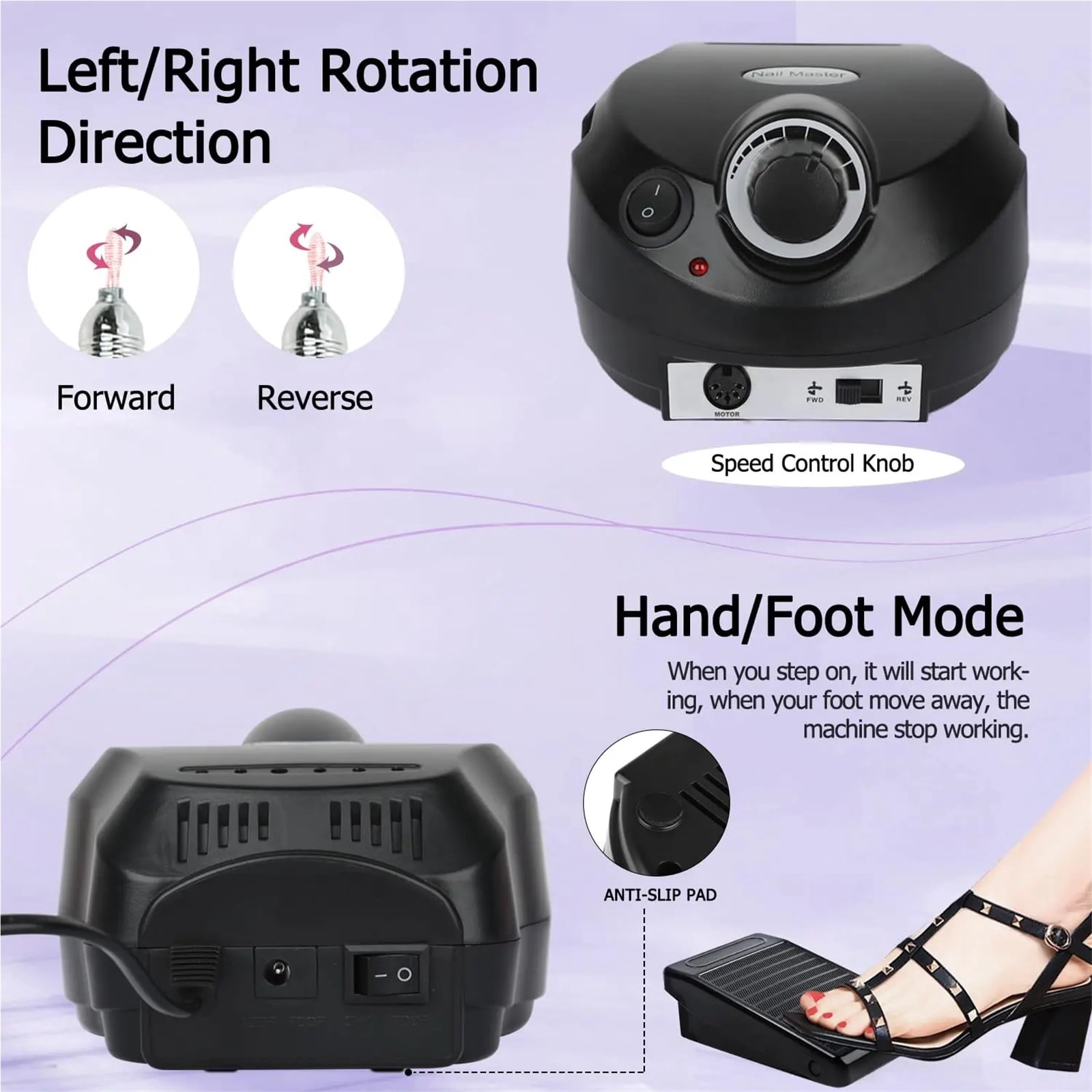 Acrylic Nail Drill-Electric Nail Drill with Foot Pedal E File Manicure Set Electric Nail File with NailDrill Bits