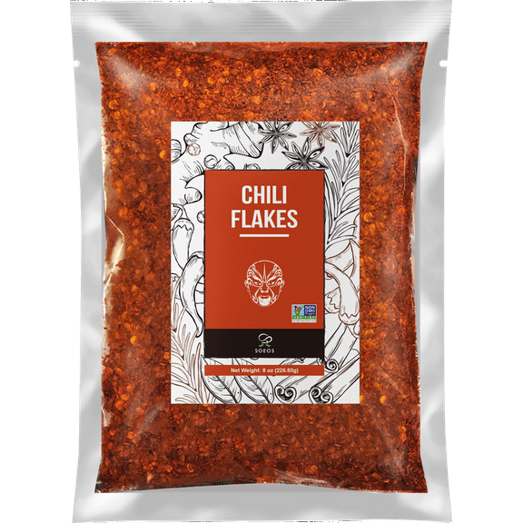 Soeos Premium Sichuan Chili Flakes 8oz (226.80g), Ground Sichuan Red Chili Pepper