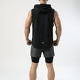 thumbnail image 3 of SWSMCLT Men's Workout Top Soft Quick Dry Loose Hooded Vest Fit Tank Top Running Summer Sleeveless Hoodies High Low Casual Fall Black Large, 3 of 4