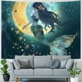 thumbnail image 4 of Orinice Mermaid Moon Fantasy Art Tapestry Wall Hanging Unique Style Home Wall Decor for Living Room Bedroom Apartment Farmhouse Dorm 40x30inch, 4 of 6