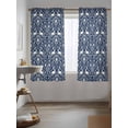 thumbnail image 3 of Navy Blue Boho Elk Curtains 63 Inch Length, Sheer Curtains for Bedroom Living Room Window Middle Century Vintage Botanical Rod Pocket Voile Drapes Kitchen Curtains Small Half Window 42"x63" 2 Panels, 3 of 6