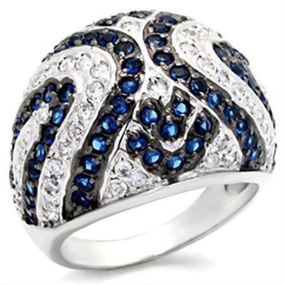 Luxe Jewelry Designs Women's Sterling Silver Ring with Montana Blue Spinel - Size 10