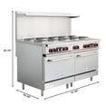 thumbnail image 3 of 60 In. Commercial Electric Range with 10 Burners and 2 Standard Electric Ovens in Stainless Steel - 208V 3 Phase, 3 of 12