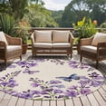 thumbnail image 4 of Purple Flowers Round Area Rug 7Ft Washable Circle Rugs for Dorm Laundry Room, Butterfly Spring Floral Rustic Farmhouse Non-Slip Carpet Floor Mats Indoor Outdoor Carpet Runner Aesthetic Home Decor, 4 of 8