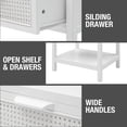 thumbnail image 6 of Rattan Nightstand with Drawers, Storage Cabinet for Bedroom, Living Room End Tables with Open Shelf, Bedside Table Sofa Table with Drawers for Bedroom, Living Room, White, 6 of 9