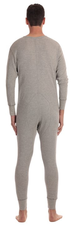 #followme Men's Solid Thermal Henley Adult Onesie (Heather Grey, Medium)