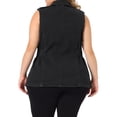 thumbnail image 3 of Unique Bargains Women's Plus Size Denim Jacket Sleeveless Notched Lapel Denim Vests, 3 of 6