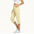 thumbnail image 7 of Lenpel Hiking Cargo Capri Pants for Women Tapered Drawstring Elastic Waist Cropped Trousers Lightweight Solid Color Capris with Pockets, 7 of 7