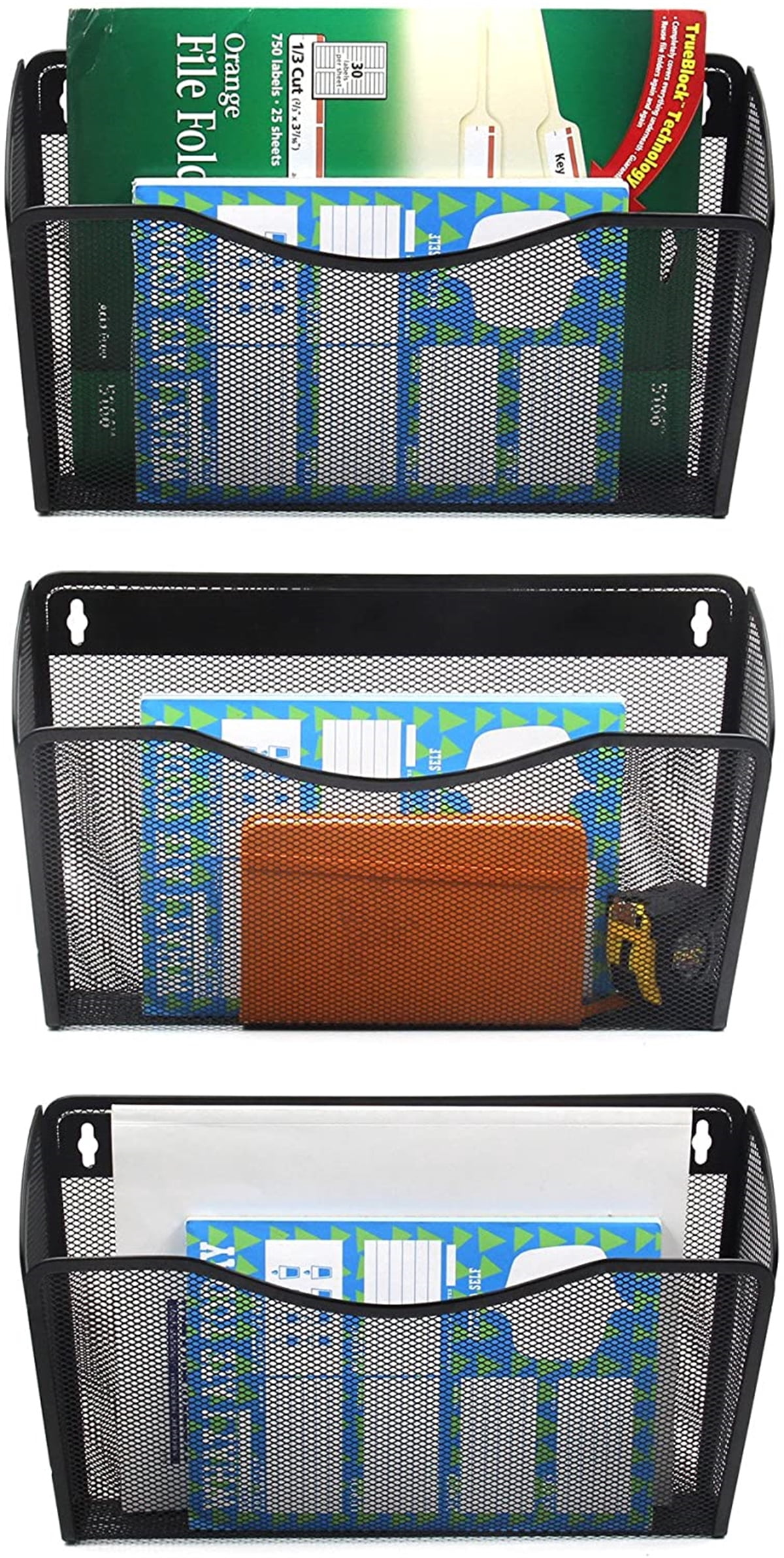 Vertical Wall File Holder Rack,Mesh Wall Mounted File Holder,Casewin 1 Pack Metal Wall File Pocket Organizer,Mesh File Holderfor Office/Home