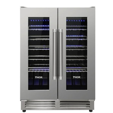 Thor Kitchen Twc2402 42 Bottle Dual Zone French Door Built-In Wine Cooler - Stainless