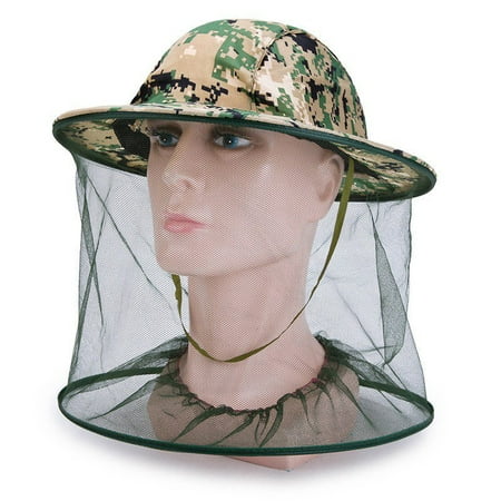 Cheese Head Hat - Outdoor Mosquito Head Net Hat Sun Hat with Mesh Face Mask Protection