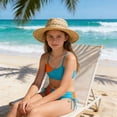 thumbnail image 2 of NAFUU Little Girls' Summer Swimwear 2 Piece Color Block Bikini With Adjustable Shoulder Strap Swimwear Tankini For Teen Sizes 7-8 Years, 2 of 6