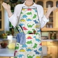 thumbnail image 6 of Colorful Dinosaur Paradise Pattern Apron-Garden Aprons for Women with Pockets-Cotton Linen Waterproof Kitchen Cooking Gardening Aprons Adjustable for Kitchen,Cooking,BBQ and Salon 33x27 Inch, 6 of 7