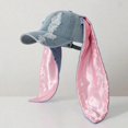 thumbnail image 4 of Distressed Baseball Hat with Rabbit Ears Sunproof Visors Hat for Spring Camping Adult Outdoor Breathable Cycling Hat Denim blue two tone, 4 of 4