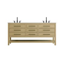 Elegant Kitchen and Bath 72 inch Double Bathroom Vanity in Honey Brown