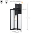 thumbnail image 5 of 22 in. Matte Black Dusk to Dawn Outdoor Wall Lantern Sconce with No Bulbs Included, 5 of 8