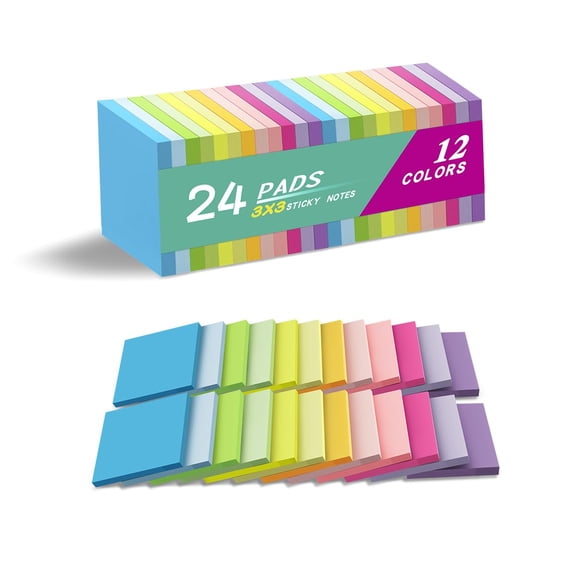 Notas adhesivas Vanpad, 24 blocs, 7.5 x 7.5 cm, colores brillantes