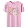 thumbnail image 6 of Happy Easter Bunny Shirt for Women - Cute Rabbit Print Short Sleeve Tunic Tops Spring Holiday Casual Tee Floral Rabbit Tee, 6 of 6